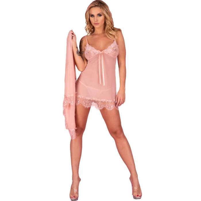 LIVCO CORSETTI FASHION - HYEONA 1710 BABYDOLL + TANGA ROSE L
