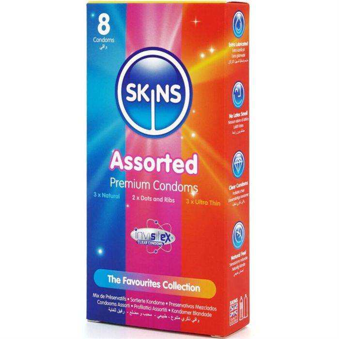 SKINS - PACOTE COM 8 PRESERVATIVOS PREMIUM VARIADOS