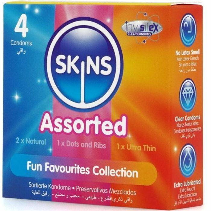 SKINS - PACOTE COM 4 PRESERVATIVOS PREMIUM VARIADOS