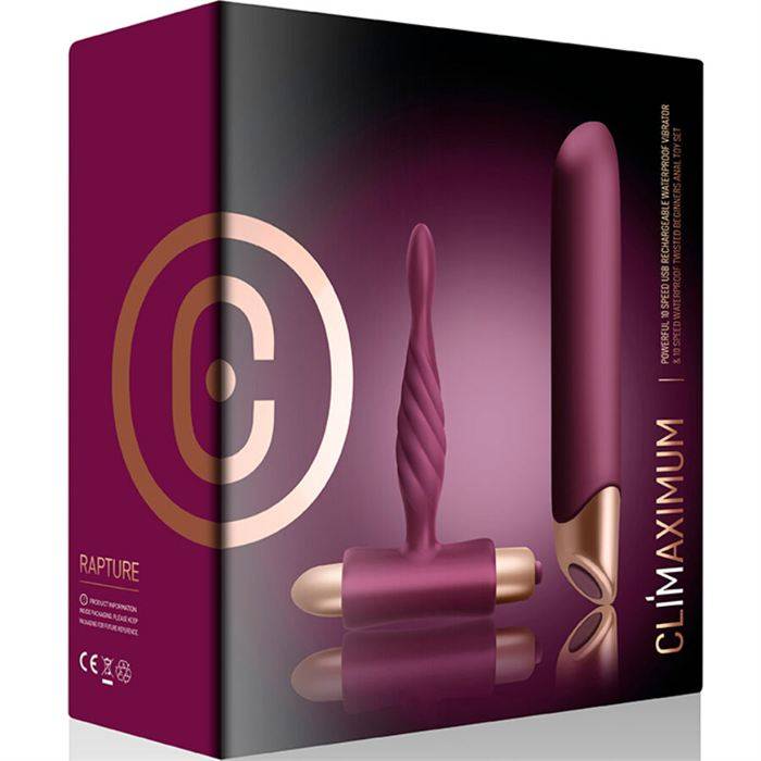 CLIMAXIMUM - KIT RAPTURE VIBRADOR CLÃSSICO + PLUG ANAL PARA INICIANTES