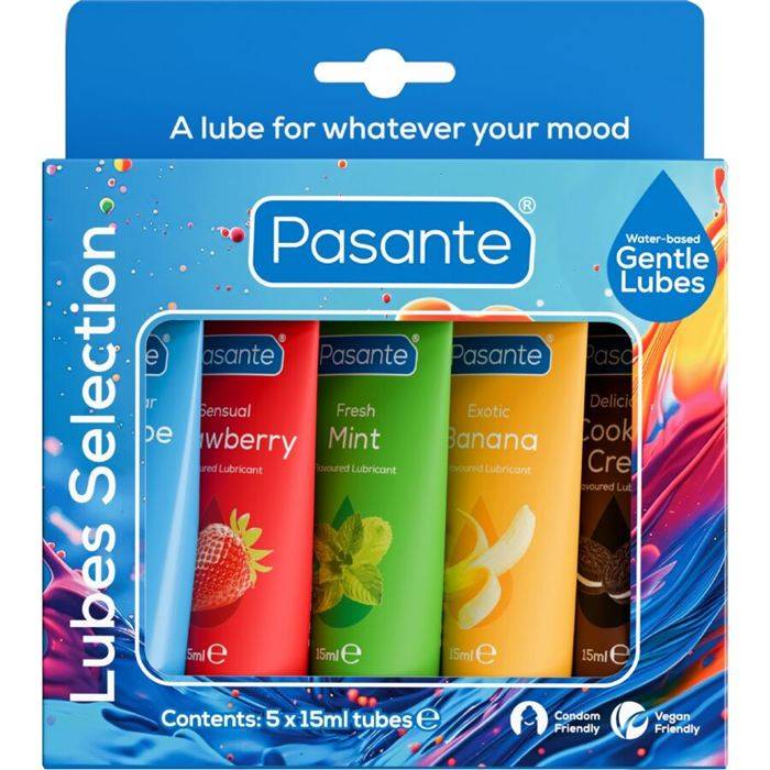 PASANTE - PACK LUBRIFICANTES SABORES SORTIDOS 5 UNIDADES X 15 ML
