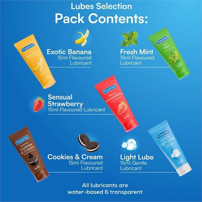 PASANTE - PACK LUBRIFICANTES SABORES SORTIDOS 5 UNIDADES X 15 ML