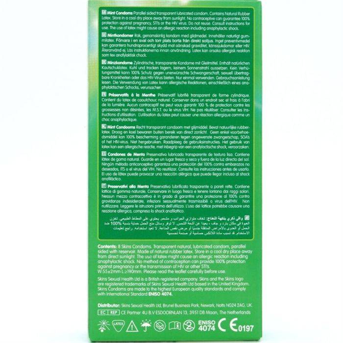 SKINS - PRESERVATIVOS MINT PREMIUM PACOTE COM 8