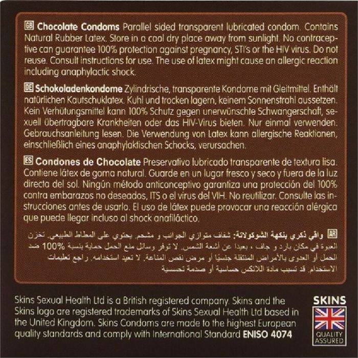 SKINS - PACOTE COM 4 PRESERVATIVOS CHOCOLATE PREMIUM