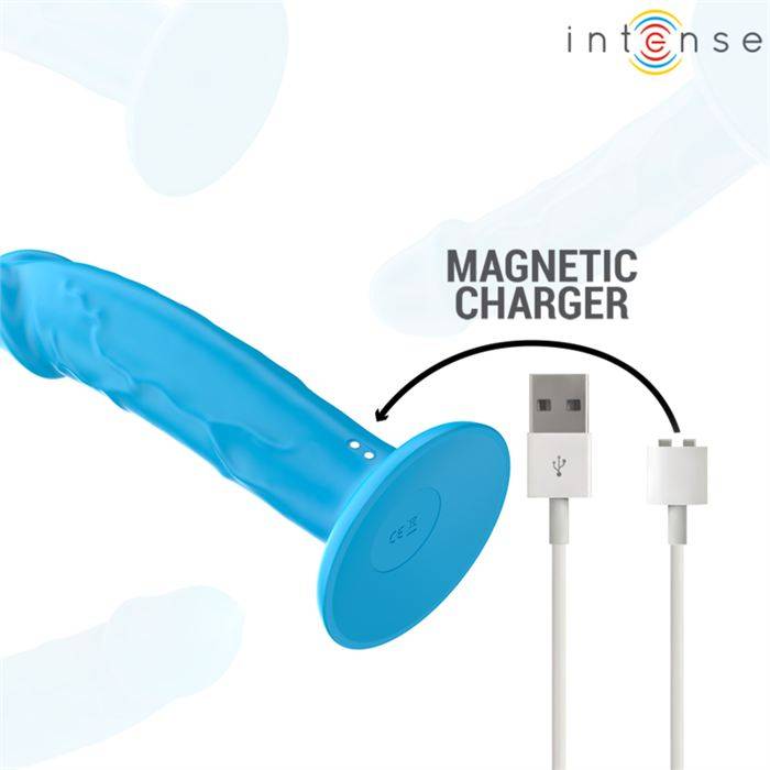 INTENSE - VIBRADOR REALÃSTICO PHOEBE 10 VIBRAÃÃES CONTROLE REMOTO AZUL