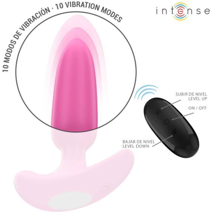 INTENSE - ROSS ANAL PLUG 10 VIBRAÃÃES ROSA CONTROLE REMOTO