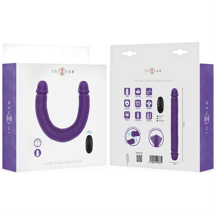 INTENSE - GUNTER DILDO VIBRADOR DUPLO 40 CM ROXO CONTROLE REMOTO