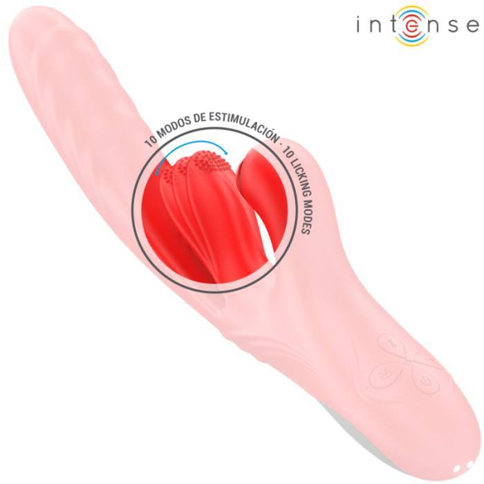 INTENSE - VIBRADOR MULTIFUNCIONAL KAROL THRUST & STIMULATION & ONDAS ESTIMULANTES VERMELHO