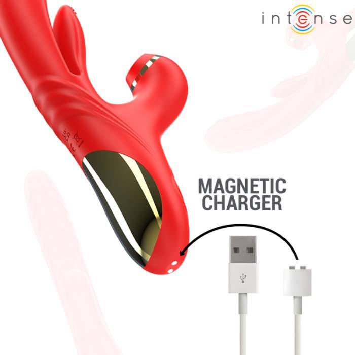 INTENSE - VIBRADOR MULTIFUNCIONAL KAROL THRUST & STIMULATION & ONDAS ESTIMULANTES VERMELHO