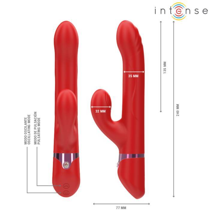 INTENSE - LELE VIBRADOR MULTIFUNCIONAL ROTATIVO & OSCILAÃÃO & ESTIMULAÃÃO VERMELHO