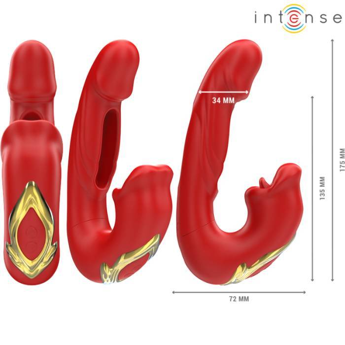 INTENSE - NATHY VIBRADOR DUPLO COM BOCA ESTIMULANTE MULTIFUNÃÃES VERMELHO