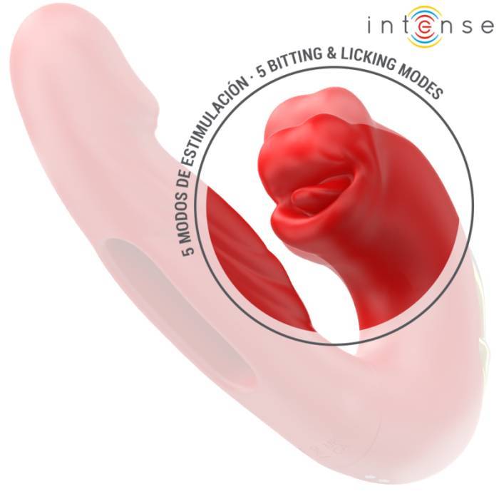 INTENSE - NATHY VIBRADOR DUPLO COM BOCA ESTIMULANTE MULTIFUNÃÃES VERMELHO