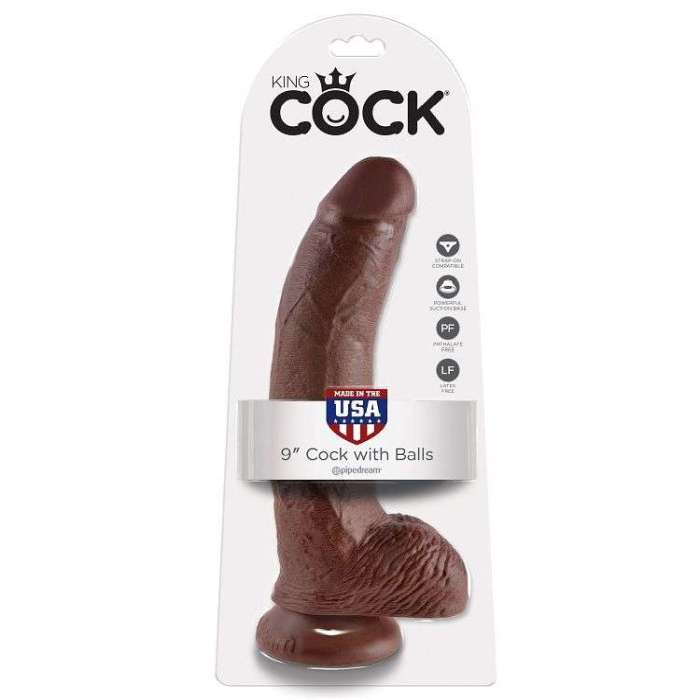 DILDO COM VENTOSA E TESTICULOS - CASTANHO