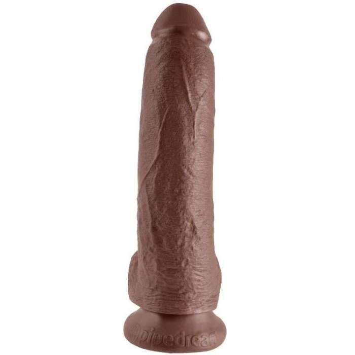 DILDO COM VENTOSA E TESTICULOS - CASTANHO