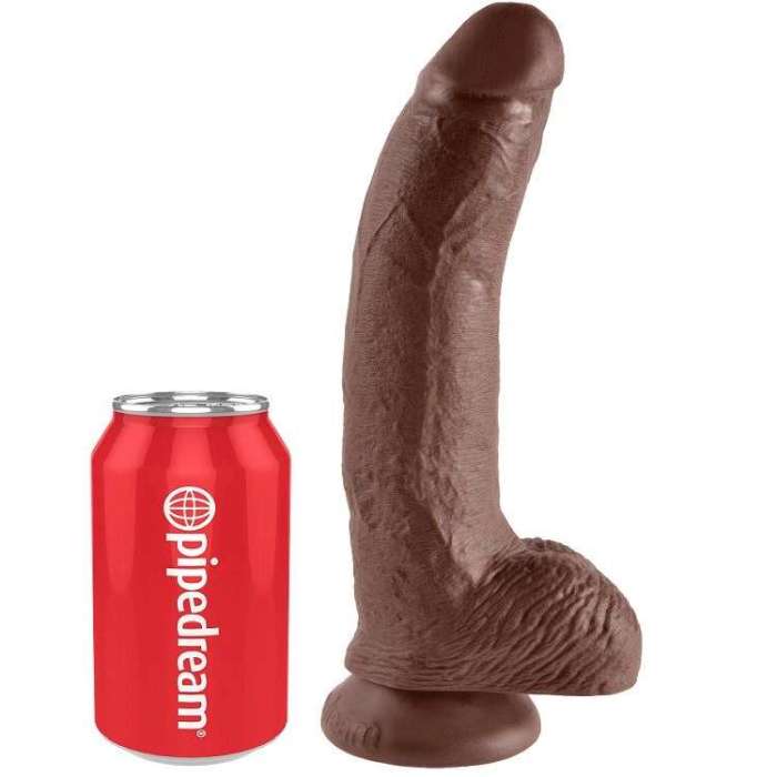 DILDO COM VENTOSA E TESTICULOS - CASTANHO