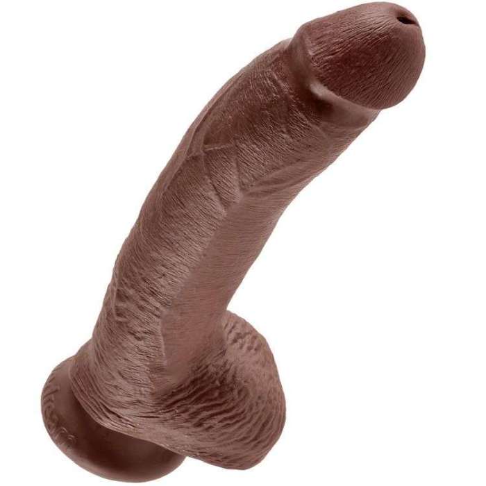 DILDO COM VENTOSA E TESTICULOS - CASTANHO