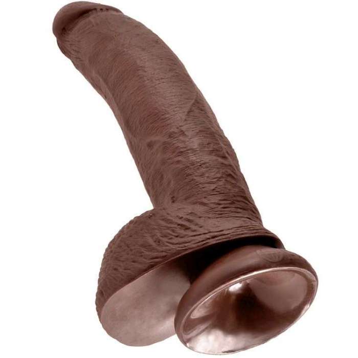 DILDO COM VENTOSA E TESTICULOS - CASTANHO