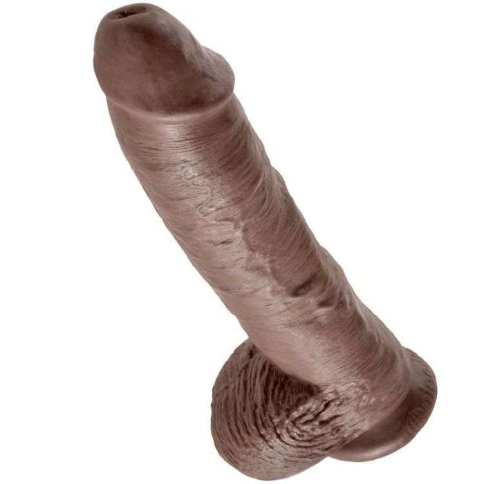 DILDO COM VENTOSA E TESTICULOS - CASTANHO