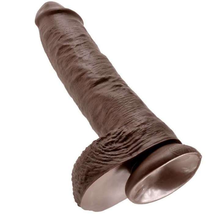 DILDO COM VENTOSA E TESTICULOS - CASTANHO