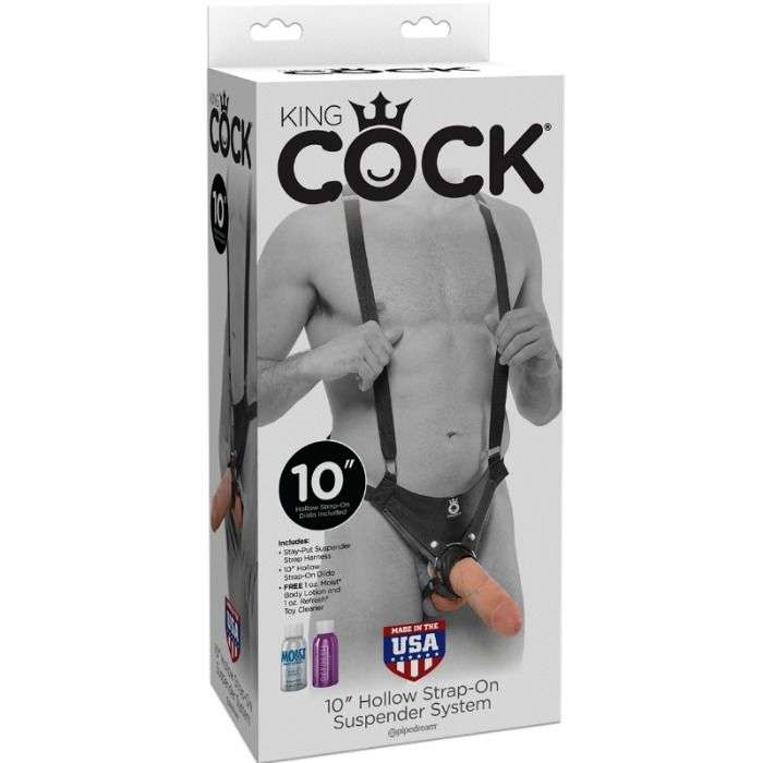ARNÊS COM SUSPENSÃO E DILDO - KING COCK DE 25.5 CM