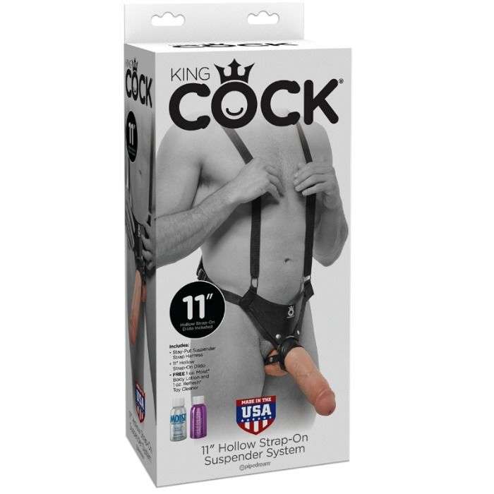 ARNÊS COM SUSPENSÃO E DILDO - KING COCK DE 28 CM