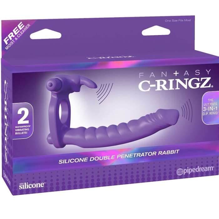 VIBRADOR DUPLO C/ ANEL PENIANO - C RINGZ