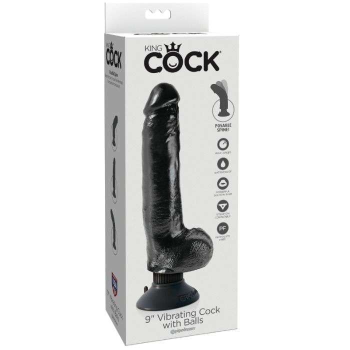 DILDO VIBRADOR - KING COCK CON TESTICULOS 23 CM NEGRO