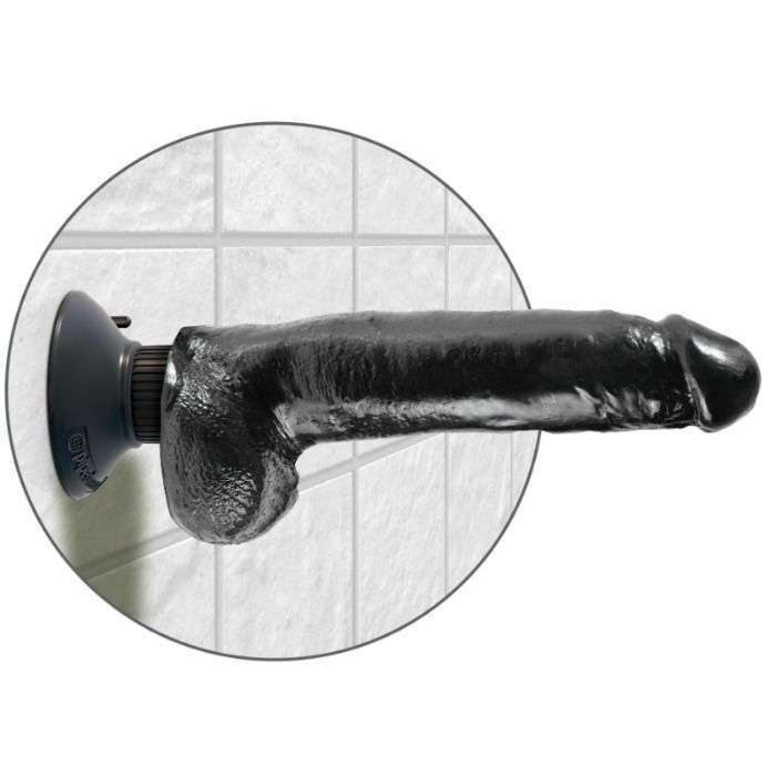 DILDO VIBRADOR - KING COCK CON TESTICULOS 23 CM NEGRO